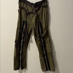 Women's Olive Cargo Pants with Straps